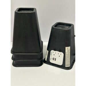 Black Bed Risers with Power Outlets & USB Ports, 5.5", Set‎ of 4
